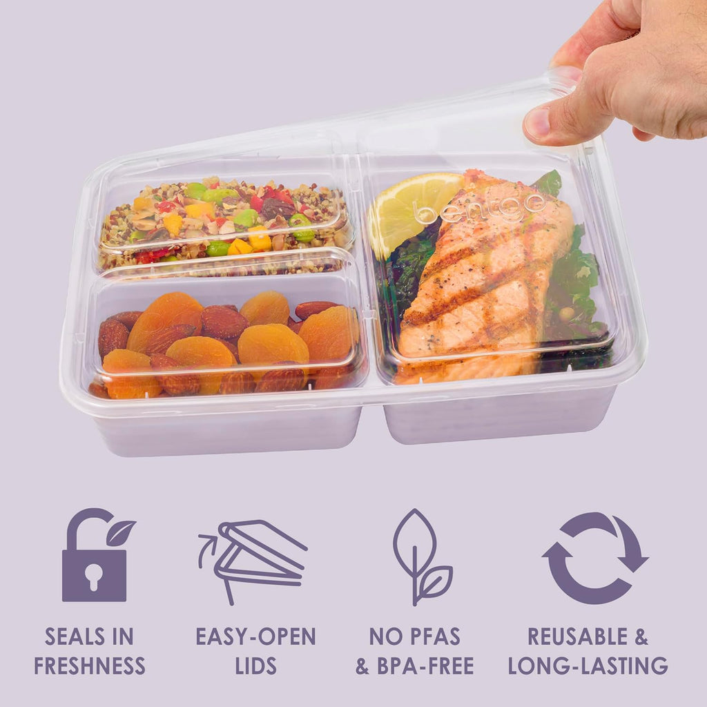 Prep 3-Compartment Meal Prep Containers with Lids, 20 Piece Set