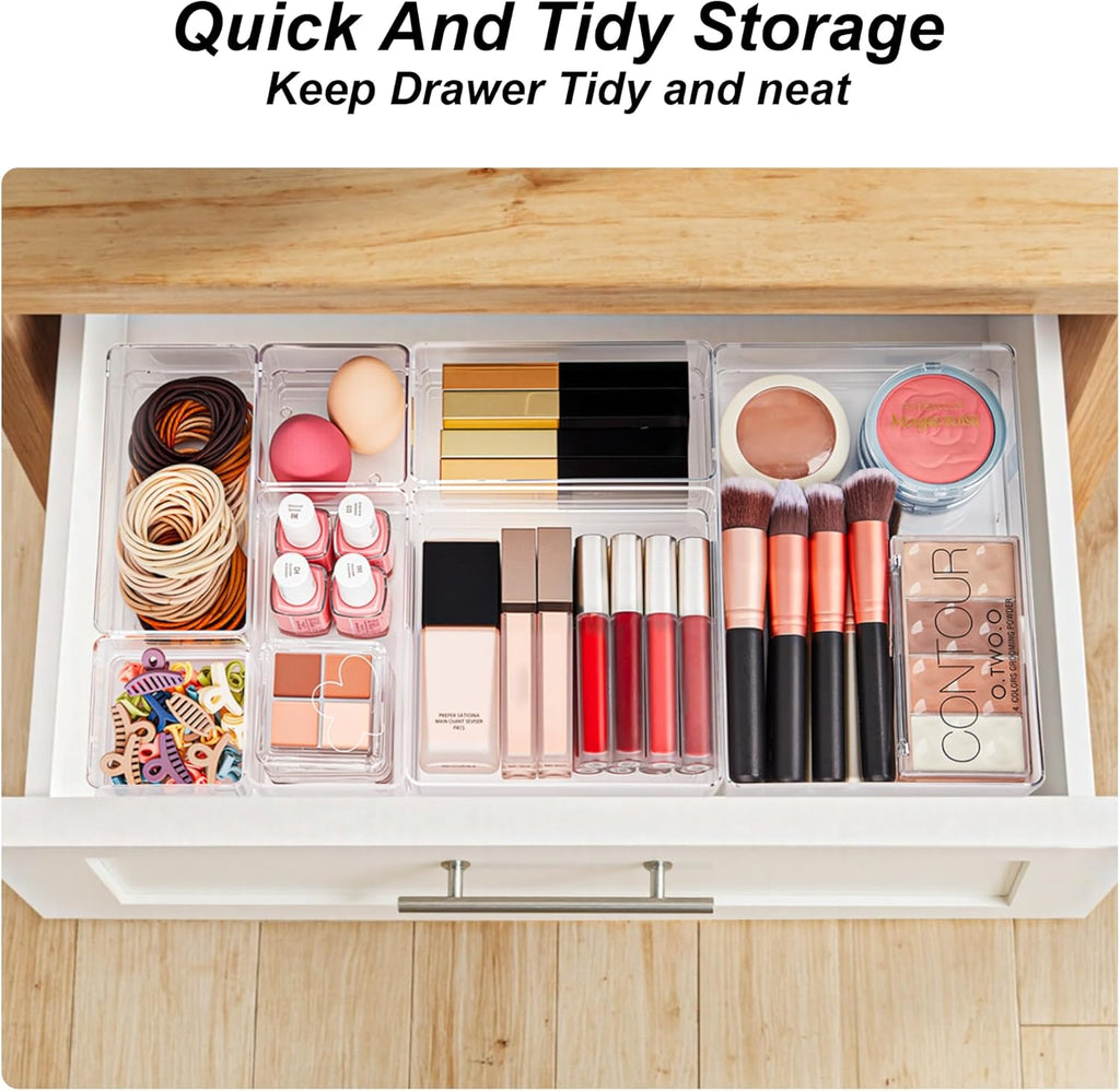 7 PCS Drawer Organizer, 4-Size Desk Drawer Organizer Trays