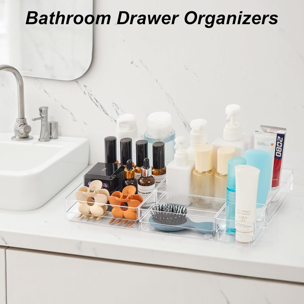 7 PCS Drawer Organizer, 4-Size Desk Drawer Organizer Trays
