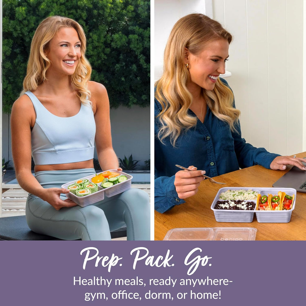 Prep 3-Compartment Meal Prep Containers with Lids, 20 Piece Set