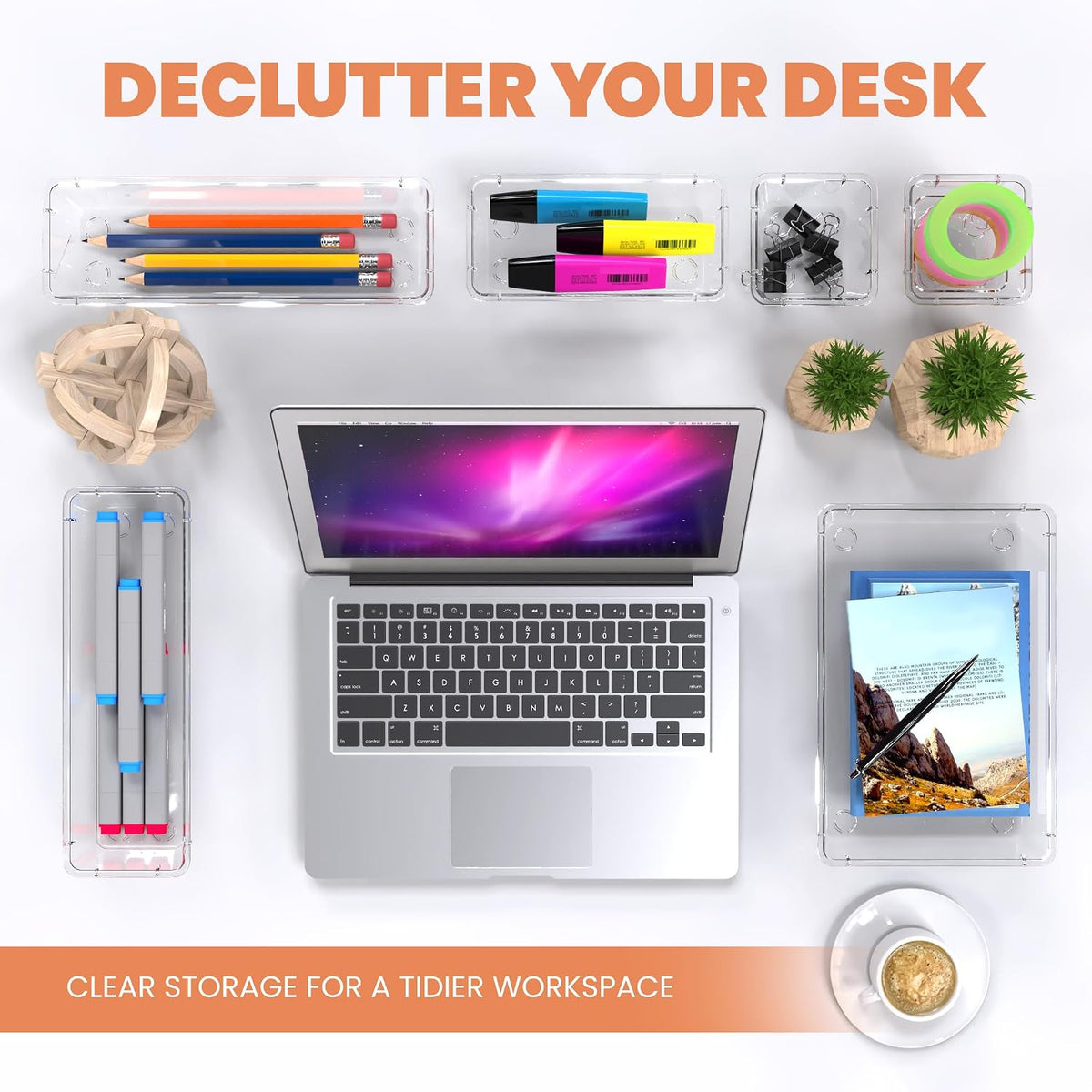 25-Piece Clear Drawer Organizer Set – Multi-Size Storage Trays