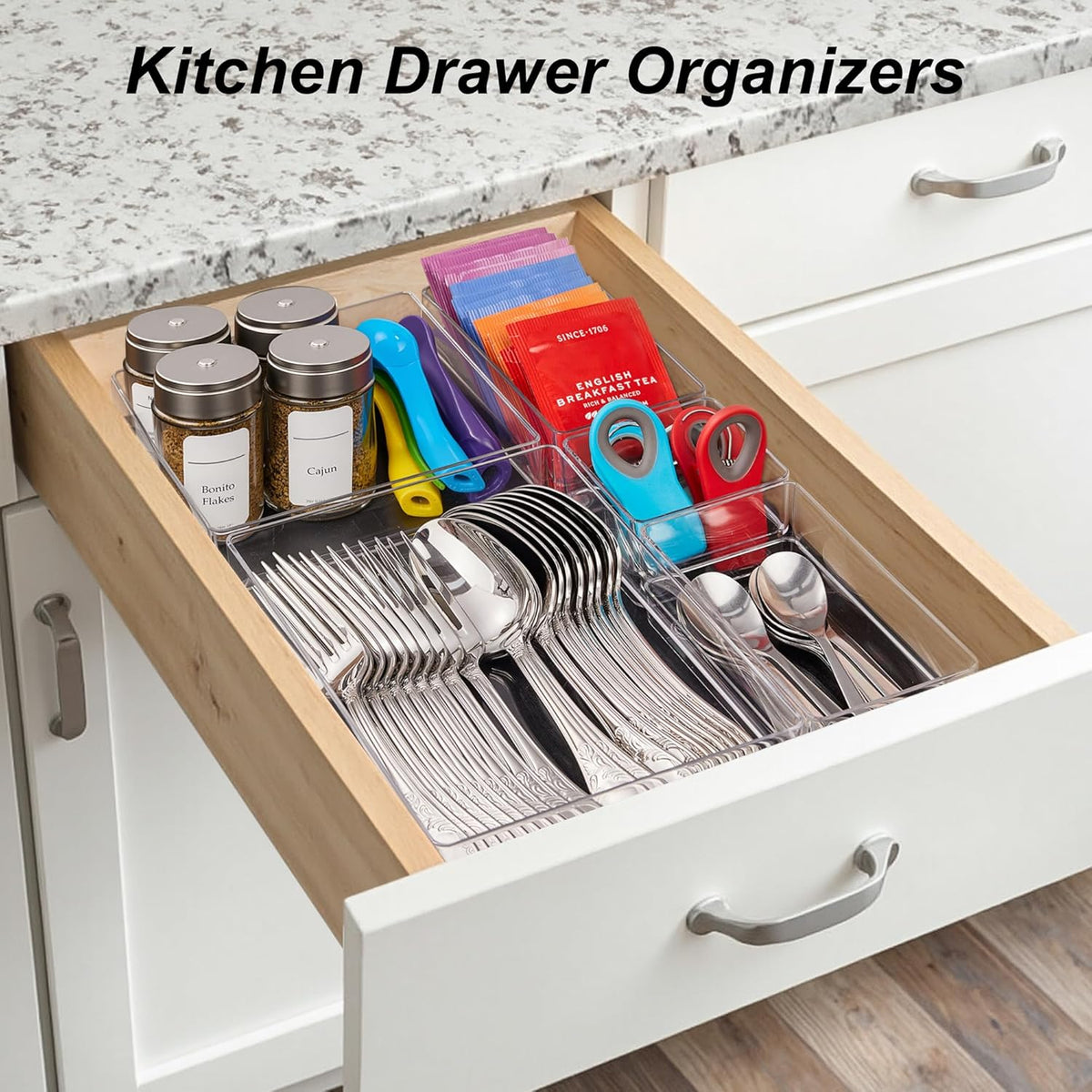7 PCS Drawer Organizer, 4-Size Desk Drawer Organizer Trays