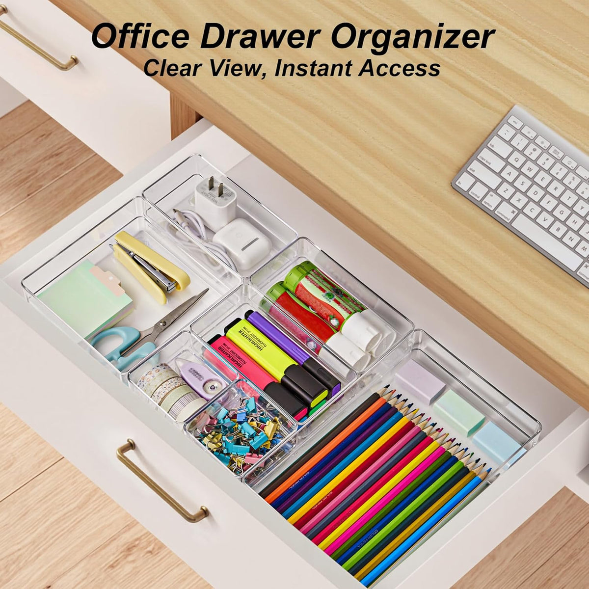 7 PCS Drawer Organizer, 4-Size Desk Drawer Organizer Trays
