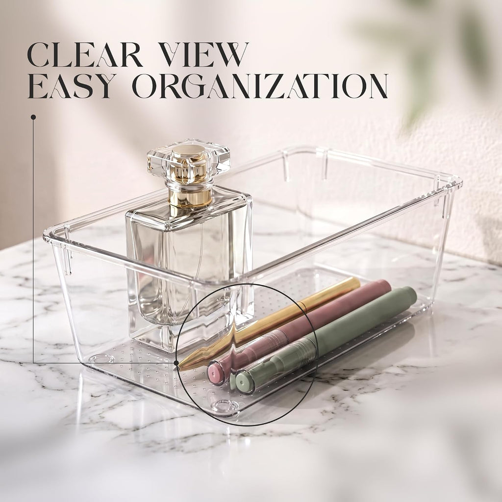 25-Piece Clear Drawer Organizer Set – Multi-Size Storage Trays
