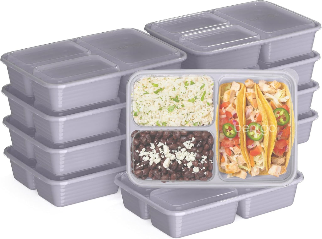 Prep 3-Compartment Meal Prep Containers with Lids, 20 Piece Set